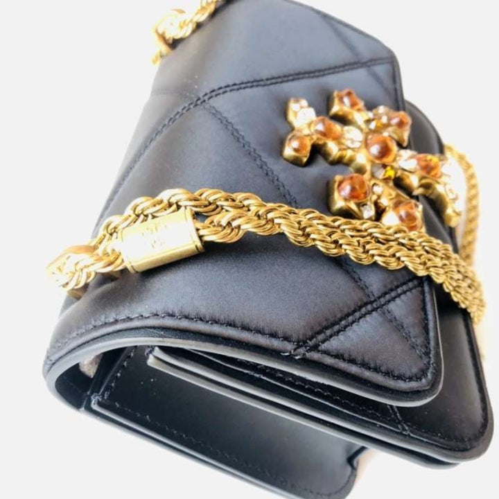Tory Burch Eleanor Diamond Satin small convertible shoulder bag Black