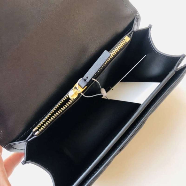 Tory Burch Eleanor Diamond Satin small convertible shoulder bag Black