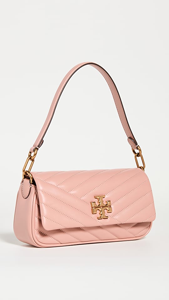 Tory Burch Kira Chevron small flap shoulder bag Meadow sweet/Rolled gold