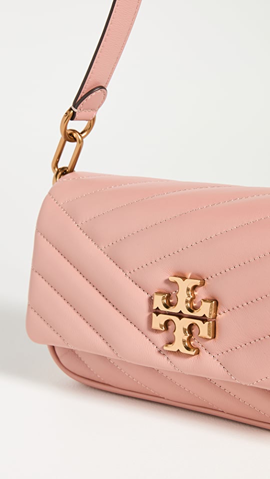 Tory Burch Kira Chevron small flap shoulder bag Meadow sweet/Rolled gold