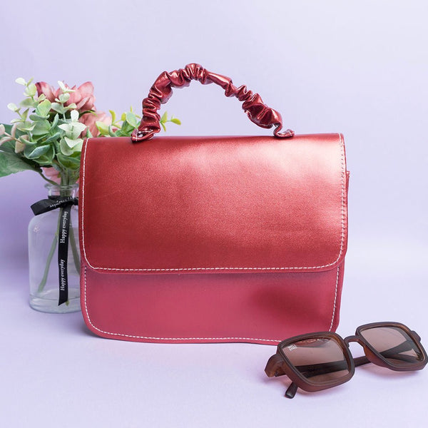 Shein - Crossbody Bag with Fluffy Handle - Maroon