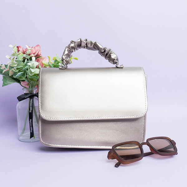 Shein - Crossbody Bag with Fluffy Handle - Silver