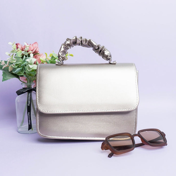 Shein - Crossbody Bag with Fluffy Handle - Silver