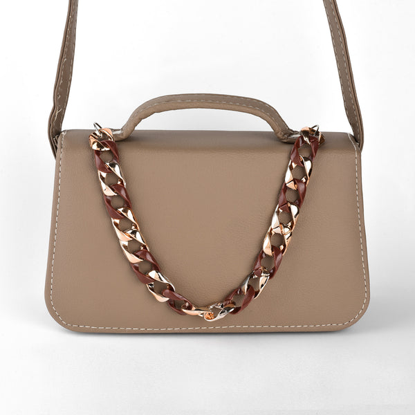 Shein - Streamlined Side Crossbody Bag - beige