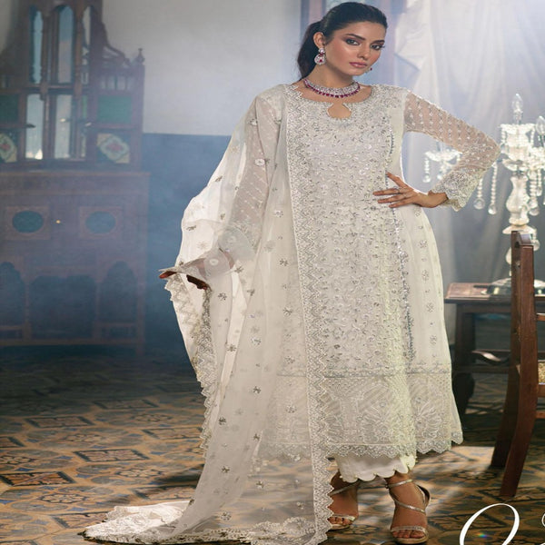 Zainab Chottani- Embroidered Chiffon Suits Unstitched 3 Piece ZC21WF Miray 02 - Wedding Collection