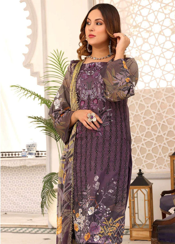 Zarish By Zara Ali- Embroidered Lawn Suits Unstitched 3 Piece ZRA22F ZA-1012